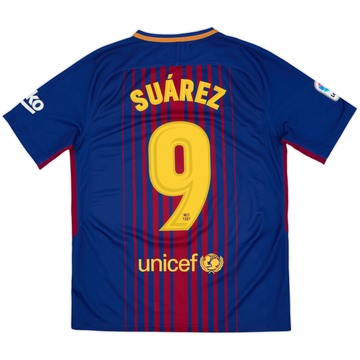 2017-18 Barcelona Home Shirt Suarez #9 - 8/10 - (M)