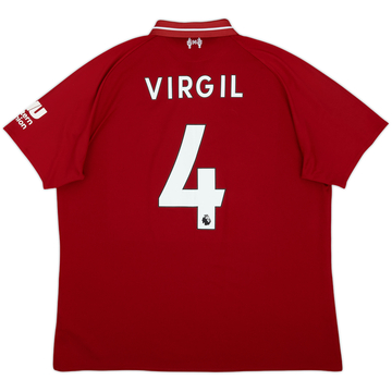 2018-19 Liverpool Home Shirt Virgil #4 - 6/10 - (XL)