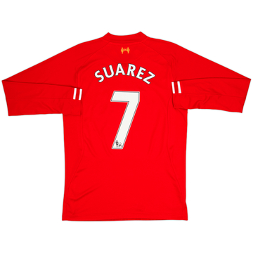 2013-14 Liverpool Home L/S Shirt Suarez #7 - 8/10 - (S)
