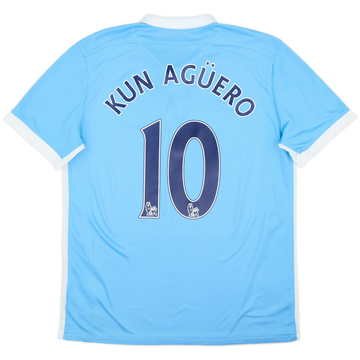 2015-16 Manchester City Home Shirt Kun Aguero #10 - 7/10 - (L)