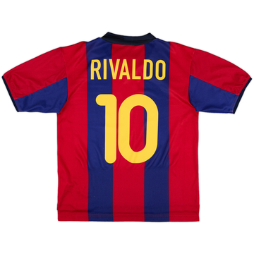 2000-01 Barcelona Basic Home Shirt Rivaldo #10 - 6/10 - (XL.Boys)