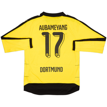2015-16 Borussia Dortmund Home L/S Shirt Aubameyang #17 - 5/10 - (L)