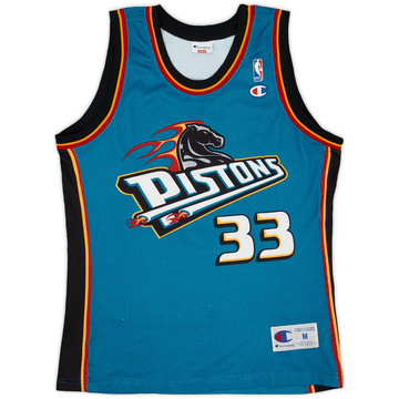 1996-00 Detroit Pistons Hill #33 Champion Away Jersey - 6/10 - (M)