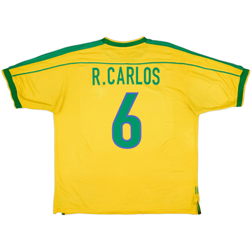 1998-00 Brazil Home Shirt R.Carlos #6 - 7/10 - (XL)