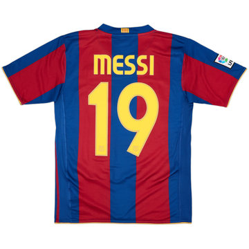 2007-08 Barcelona Home Shirt Messi #19 - 9/10 - (13-15 Years)