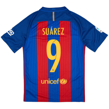 2016-17 Barcelona Home Shirt Suarez #9 - 10/10 - (S)