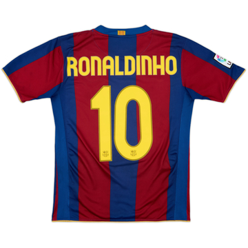 2007-08 Barcelona Home Shirt Ronaldinho #10 - 7/10 - (XL.Boys)