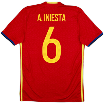 2016-17 Spain Home Shirt A. Iniesta #6 - 8/10 - (S)