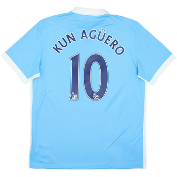 2015-16 Manchester City Home Shirt Kun Aguero #10 - 9/10 - (L)
