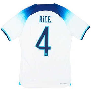 2022-23 England Authentic Home Shirt Rice #4 - 10/10 - (S)