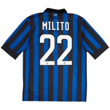 2011-12 Inter Milan Home Shirt Milito #22 - 8/10 - (M)
