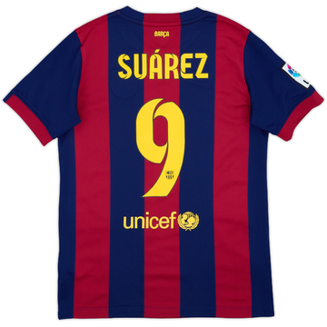 2014-15 Barcelona Home Shirt Suarez #9 - 9/10 - (L.Boys)