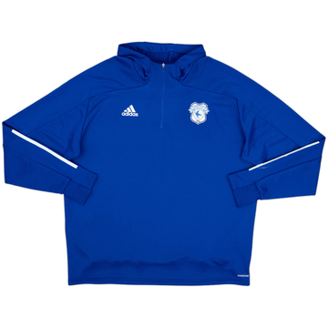2020-21 Cardiff City adidas 1/4 Zip Hooded Drill Top - 10/10 - (XXL)