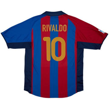 2001-02 Barcelona Home Shirt Rivaldo #10 - 8/10 - (L)