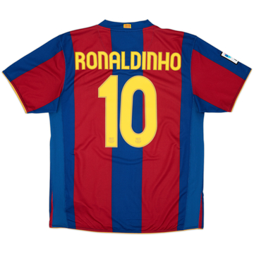 2007-08 Barcelona Home Shirt Ronaldinho #10 - 8/10 - (L)