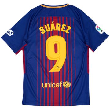 2017-18 Barcelona Home Shirt Suarez #9 - 8/10 - (S)