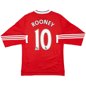 2015-16 Manchester United Home L/S Shirt Rooney #10 - 7/10 - (XL.Boys)