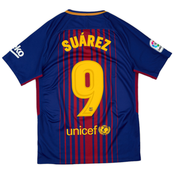 2017-18 Barcelona Home Shirt Suarez #9 - 10/10 - (S)