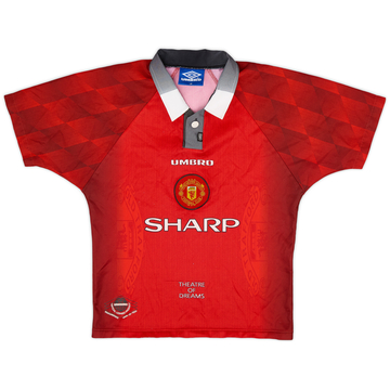 1996-98 Manchester United Home Shirt - 8/10 - (L.Boys)