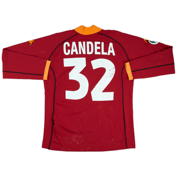 2001-02 Roma Match Issue Home L/S Shirt Candela #32