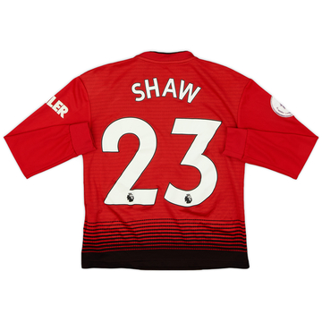 2018-19 Manchester United Home L/S Shirt Shaw #23 - 6/10 - (M.Boys)