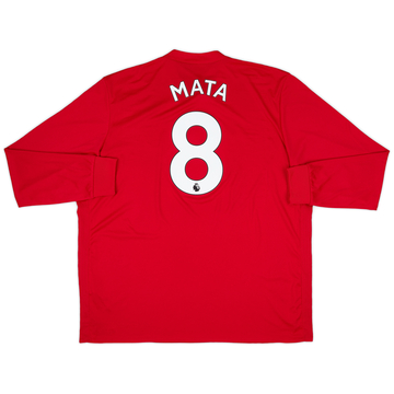 2017-18 Manchester United Home L/S Shirt Mata #8 - 9/10 - (XXL)