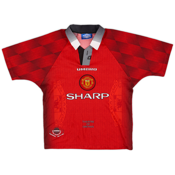 1996-98 Manchester United Home Shirt - 6/10 - (L.Boys)