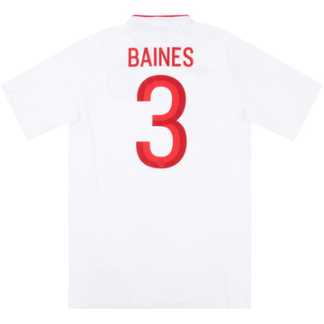 2012 England Match Issue Home Shirt Baines #3 (v San Marino)