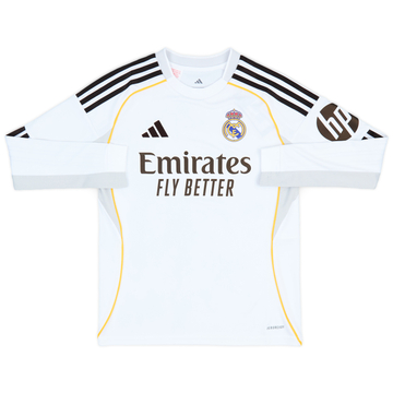 2025-26 Real Madrid Home L/S Shirt (KIDS)
