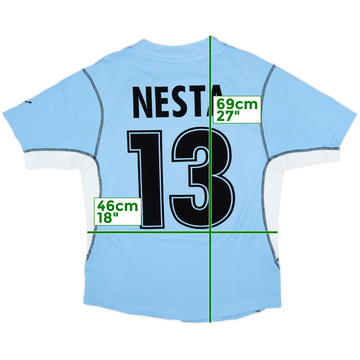 2001-02 Lazio Home Shirt Nesta #13 - 8/10 - (XL.Boys)