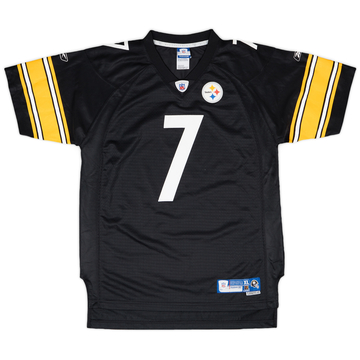 2005-06 Pittsburgh Steelers Roethlisberger #7 Reebok Premier Home Jersey - 8/10 - (XL.Boys)