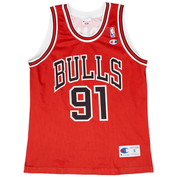 1995-98 Chicago Bulls Rodman #91 Champion Away Jersey - 7/10 - (S)