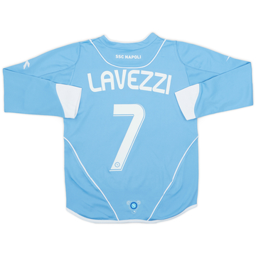 2007-08 Napoli Home L/S Shirt Lavezzi #7 - 6/10 - (S.Boys)