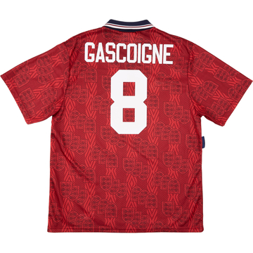 1993-95 England Away Shirt Gascoigne #8 - 8/10 - (XL)