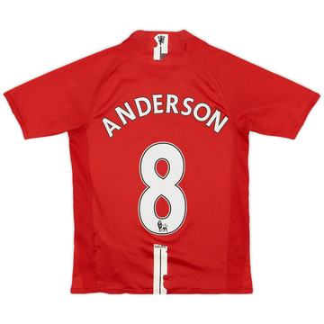 2007-09 Manchester United Home Shirt Anderson #8 - 5/10 - (L.Boys)