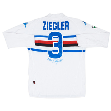 2007-08 Sampdoria Match Issue Coppa Italia Signed Away L/S Shirt Ziegler #3