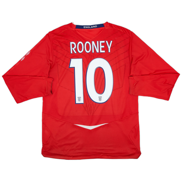 2008-10 England Away L/S Shirt Rooney #10 - 6/10 - (L)