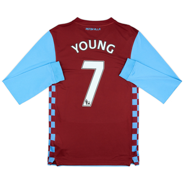 2010-11 Aston Villa Home L/S Shirt Young #7 - 8/10 - (S)