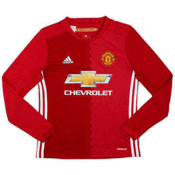 2016-17 Manchester United Home L/S Shirt - 8/10 - (M.Boys)