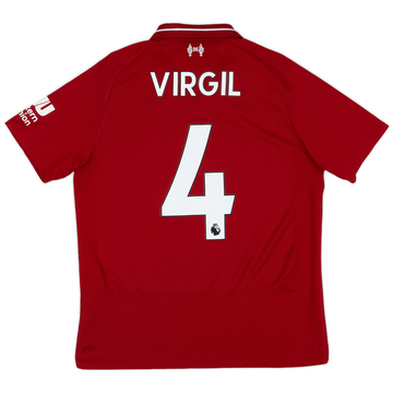 2018-19 Liverpool Home Shirt Virgil #4 - 6/10 - (S)