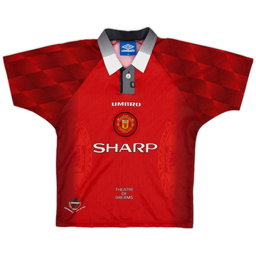 1996-98 Manchester United Home Shirt - 8/10 - (L.Boys)