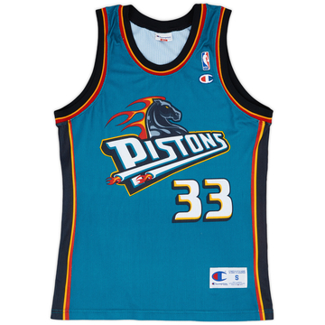 1996-00 Detroit Pistons Hill #33 Champion Away Jersey - 8/10 - (S)