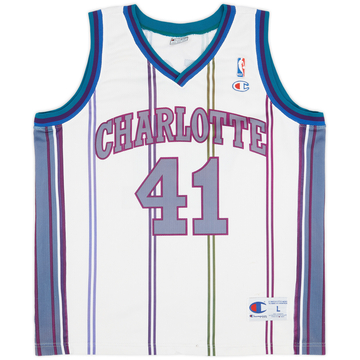 1997-99 Charlotte Hornets Rice #41 Champion Home Jersey - 5/10 - (L)