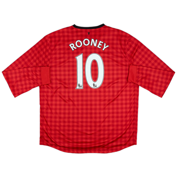 2012-13 Manchester United Home L/S Shirt Rooney #10 - 8/10 - (XXL)