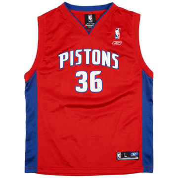 2005-06 Detroit Pistons Wallace #36 Reebok Alternate Jersey - 9/10 - (L.Boys)