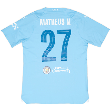 2023-24 Manchester City Match Issue FA Cup Final Home Shirt Matheus N. #27