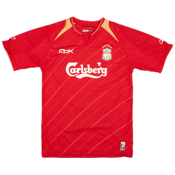2005-06 Liverpool Signed CL Home Shirt - 8/10 - (S)