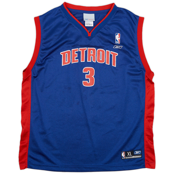 2002-06 Detroit Pistons Wallace #3 Reebok Away Jersey - 7/10 - (XL.Boys)