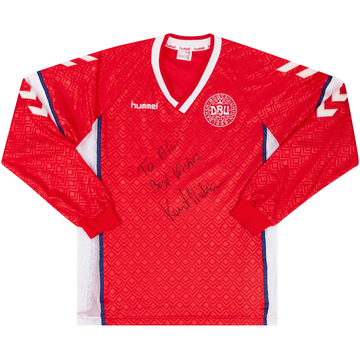1990-92 Denmark Match Issue Signed Home L/S Shirt #13 (Nielsen)