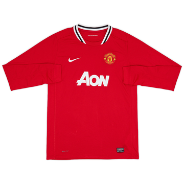 2011-12 Manchester United Home L/S Shirt - 9/10 - (XL.Boys)